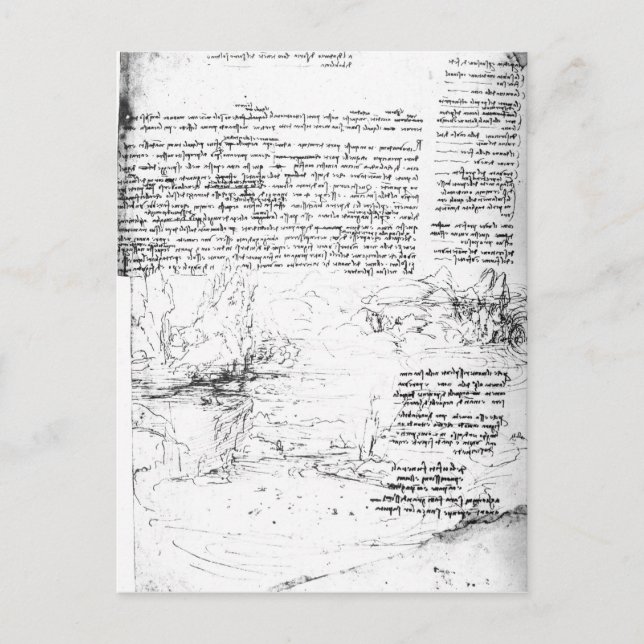 Postal Fol.145v-a, página del cuaderno de Da Vinci (Anverso)