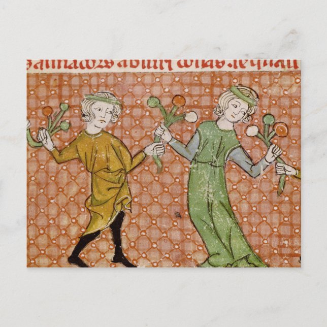 Postal Fol.215v La tentación: Una pareja bailarina (Anverso)