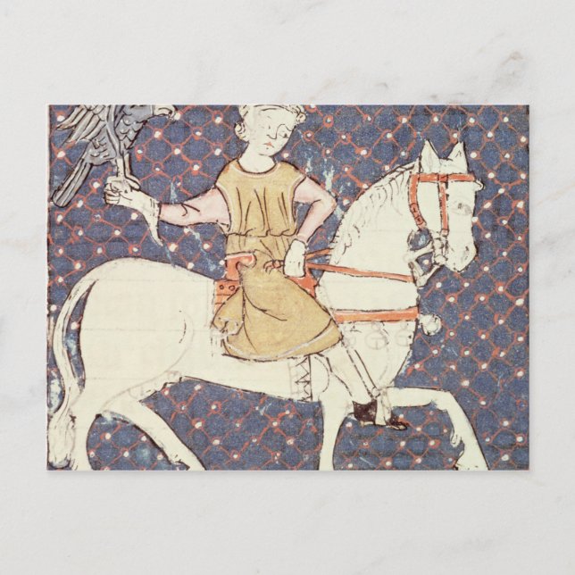 Postal Fol.58v May: Falconry (Anverso)