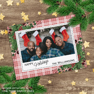 Postal Foliage botánico de Green Holly Red Berries