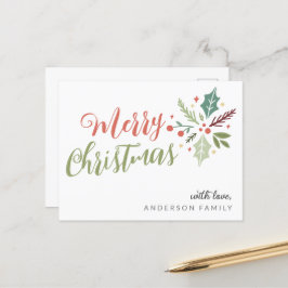 Postal Foliage de caligrafía navideña