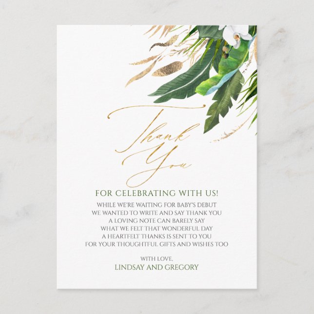 Postal Foliage exótico Floral Tropical Gracias (Anverso)