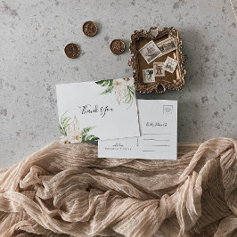 Postal Foliage floral tropical de oro Gracias Postcard