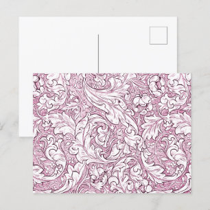 Postal Foliage ornato rosado barroco Rosa