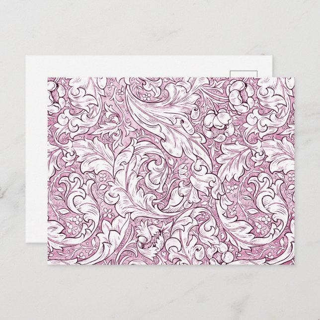 Postal Foliage ornato rosado barroco Rosa (Anverso / Reverso)