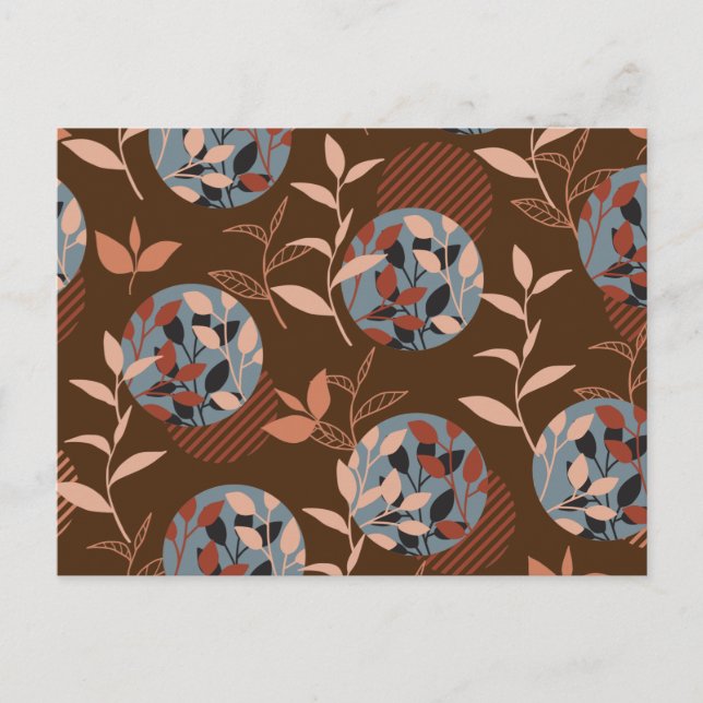 Postal Foliage y hojas en el patrón de otoño (Anverso)