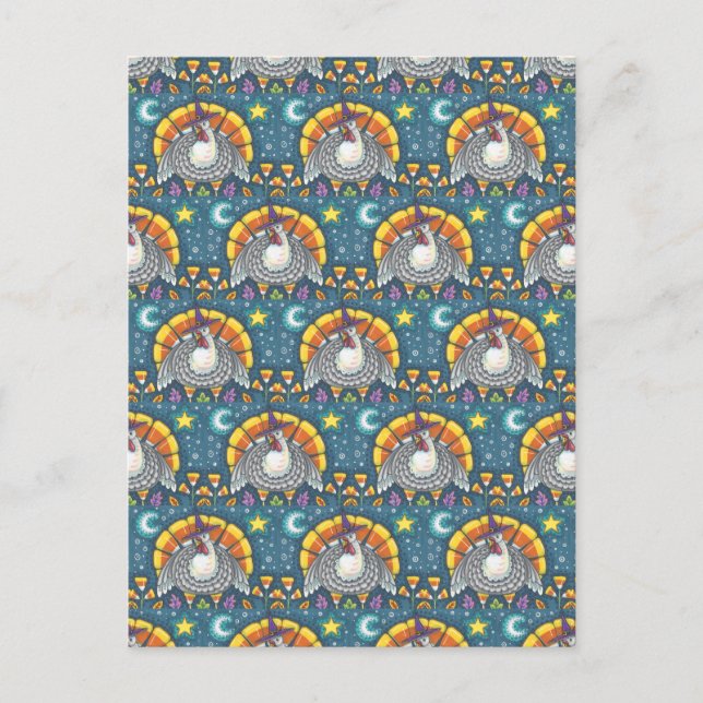 POSTAL FOLK ART CANDY CORN TURKEY PILGRIM, GRACIAS (Anverso)