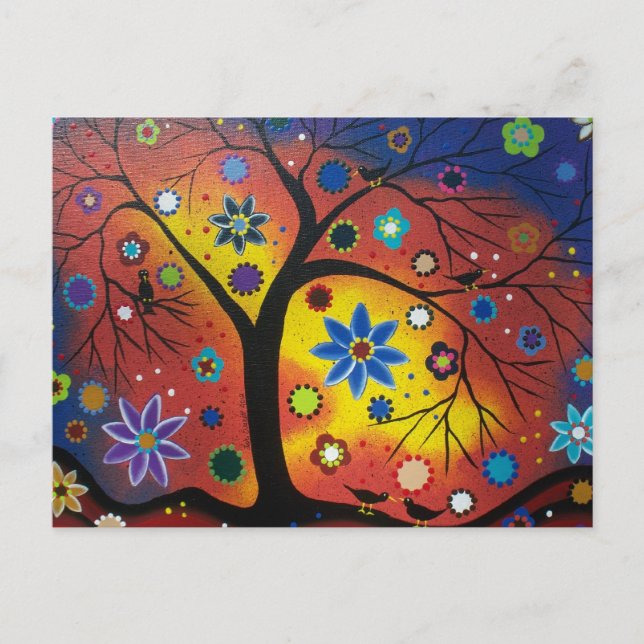 Postal FOLK ART Esperando La Postcarta Del Amanecer (Anverso)