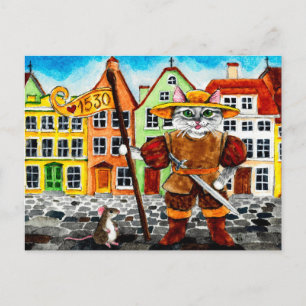 Postal folklórica estonia de gato