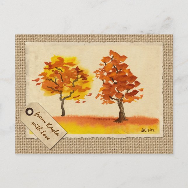 Postal Follaje de otoño de charla de los mejores amigos (Anverso)