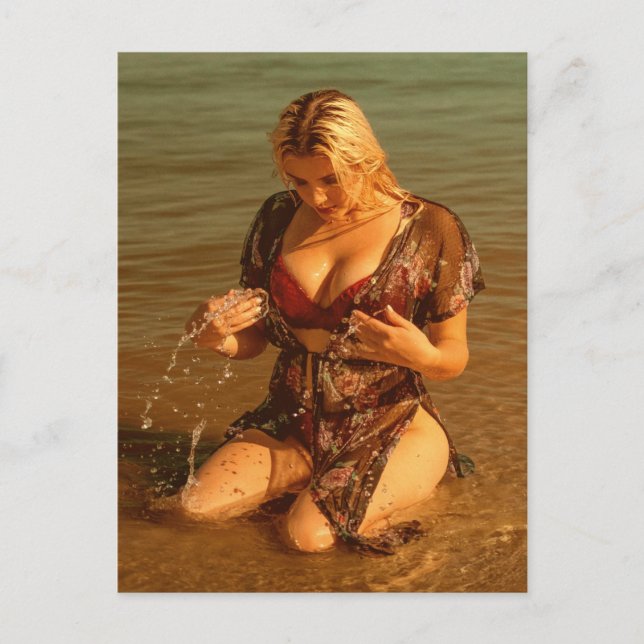 Postal Folleto de foto de modelo de moda de bikini (Anverso)