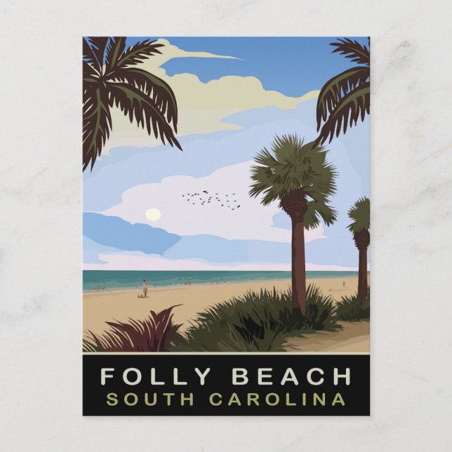 Postal Folly Beach, Carolina del Sur, Viajes (Anverso)