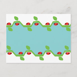 Postal Fondo azul de la laguna Ladybug No Texto