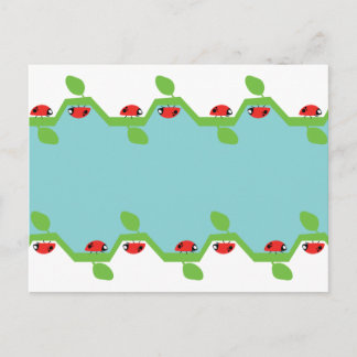 Postal Fondo azul de la laguna Ladybug No Texto