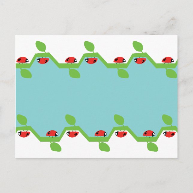 Postal Fondo azul de la laguna Ladybug No Texto (Anverso)