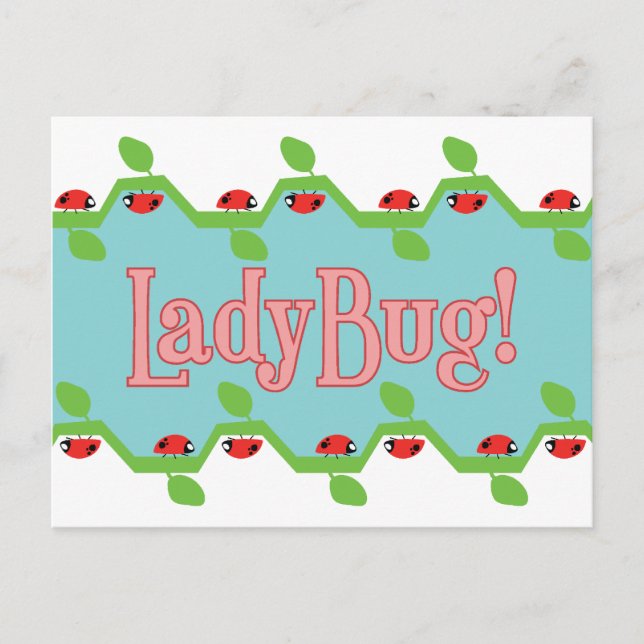 Postal Fondo azul de Ladybug (Anverso)