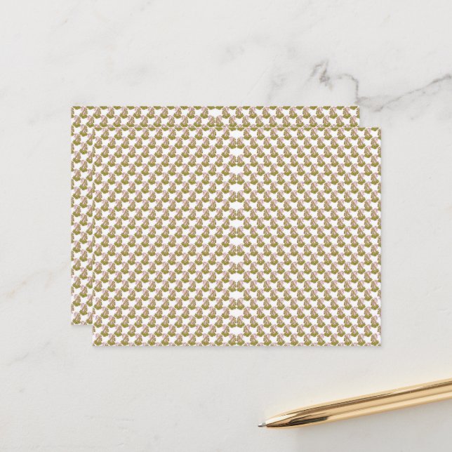 Postal fondo blanco con hojas verdes sobre él (Anverso/Reverso In Situ)