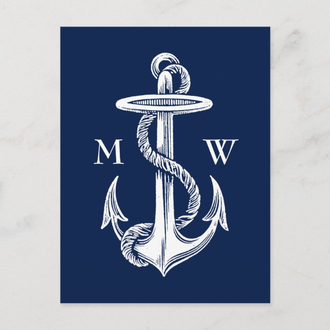 Postal Fondo blanco de los azules marinos de la cuerda (Anverso)