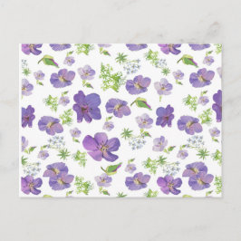 Postal fondo botánico de verano floral de agua lilaca