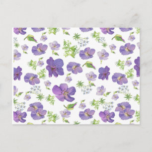 Postal fondo botánico de verano floral de agua lilaca