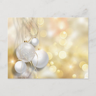 Postal Fondo Brillante Dorado Adornos Blancos Plateados