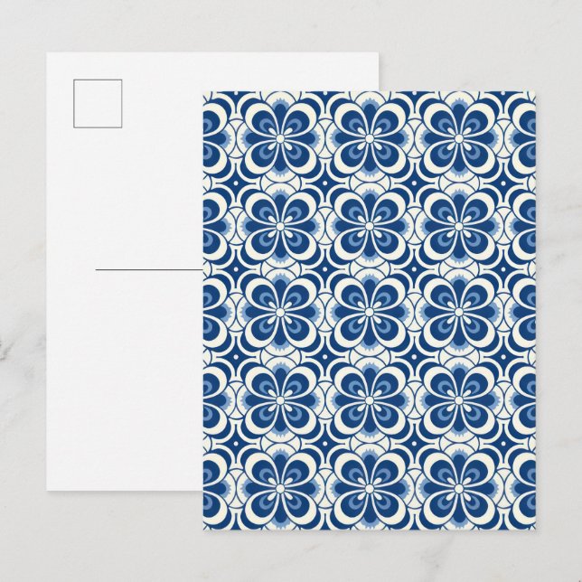 Postal Fondo con patrón azul y blanco (Anverso / Reverso)