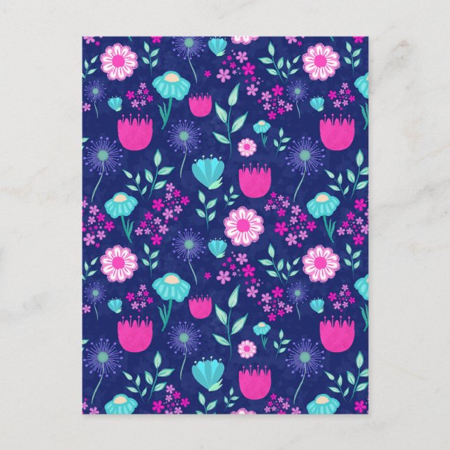 Postal Fondo con patrón floral lindo (Anverso)
