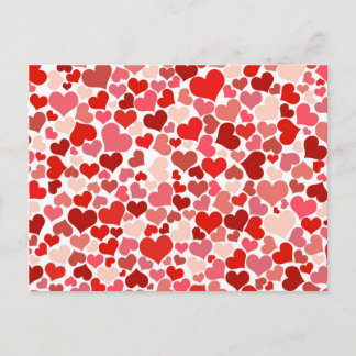 Postal Fondo de Corazones Rojos Adorables