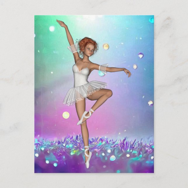 Postal Fondo de hierba púrpura y Ballerina (Anverso)