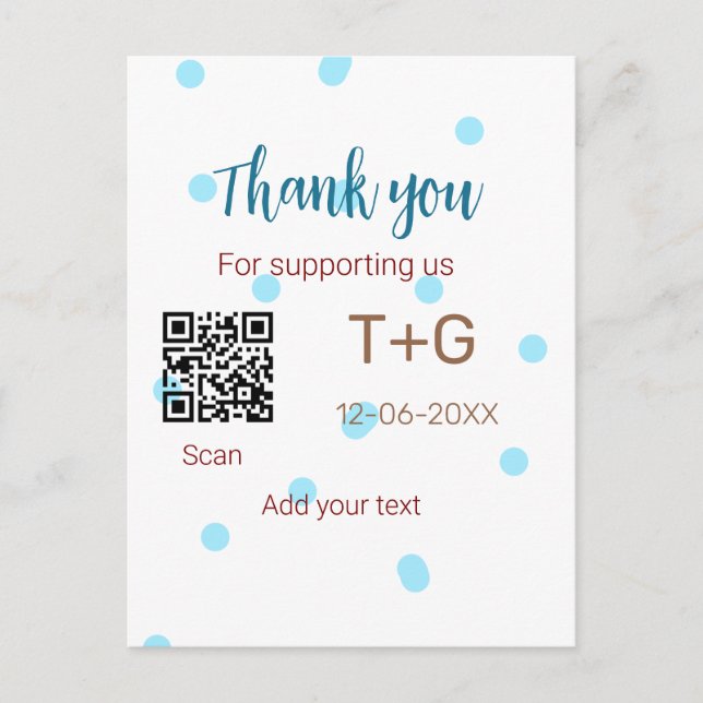 Postal Fondo de luna de miel Agregar código Q R nombre de (Anverso)