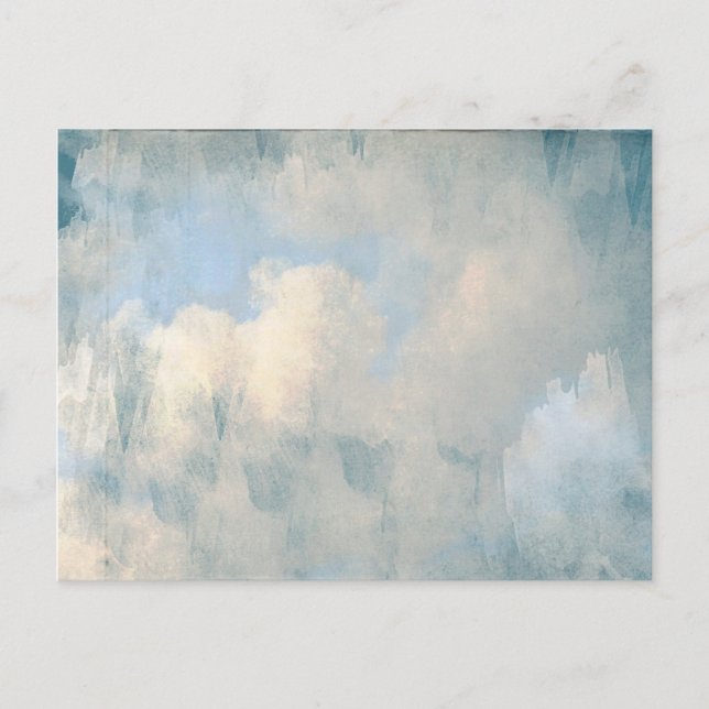 Postal Fondo de pintura de nubes azul fluffy (Anverso)