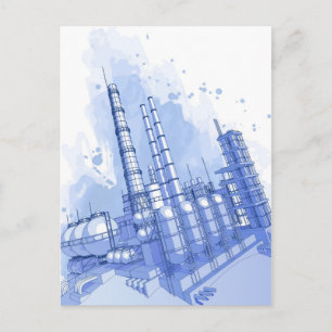 Postal Fondo de planta química y acuarela