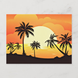Postal Fondo de verano con palmeras-32134