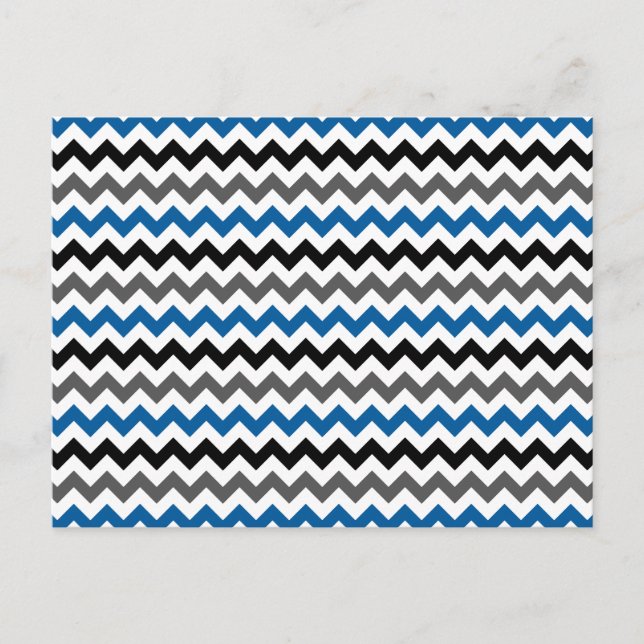Postal Fondo del patrón Chevron Azul Gris Negro Blanco (Anverso)
