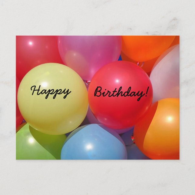 Postal Fondo Fiesta de globos coloridos (Anverso)
