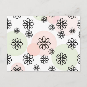 Postal Fondo floral minimalista con flor geométrica