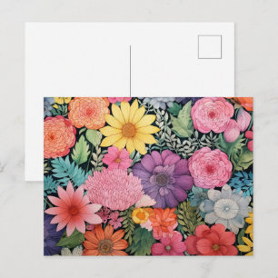 Postal Fondo floral rosa de primavera