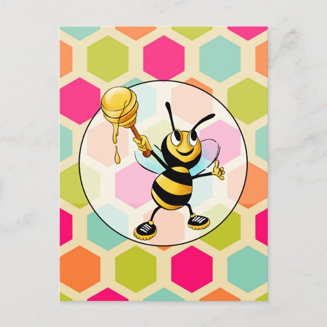 Postal Fondo hexagonal con miel de abeja (Anverso)