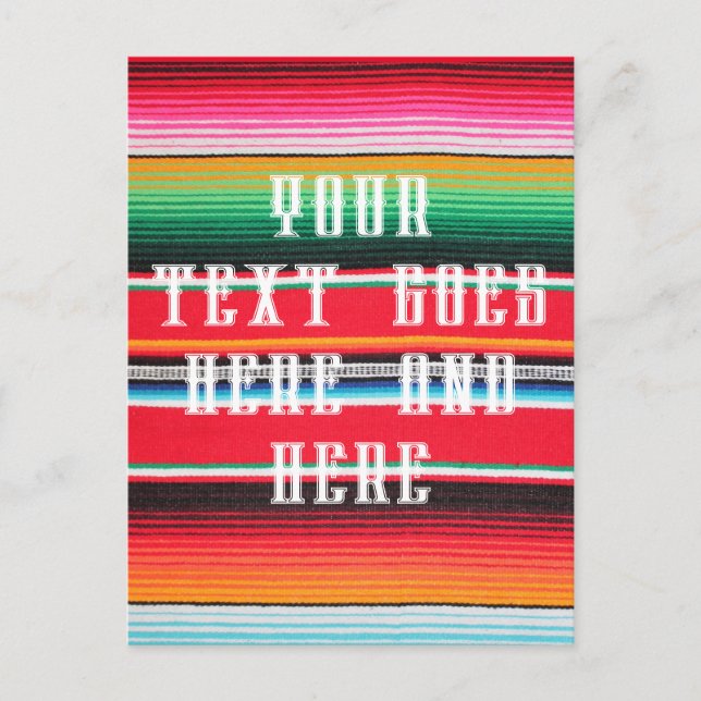 Postal fondo mexicano poncho serape (Anverso)
