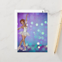 Fondo morado y azul de Bokeh y Ballerina