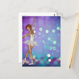 Postal Fondo morado y azul de Bokeh y Ballerina