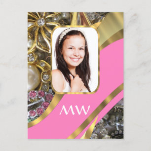 Postal Fondo personalizado de joyería rosa