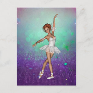 Postal Fondo pintado verde y morado y Ballerina