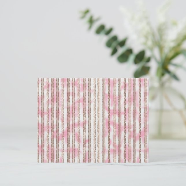 Postal fondo rayado rosa y blanco (Anverso de pie)
