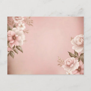 Postal Fondo rosa claro con floral silenciada