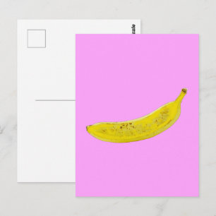 Postal Fondo rosa del arte pop Banana