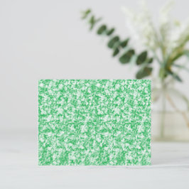 Postal fondo verde y blanco con pequeños puntos blancos
