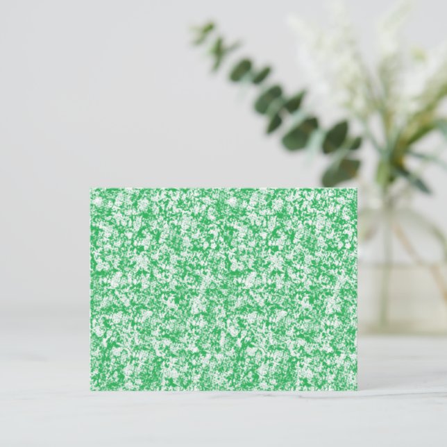 Postal fondo verde y blanco con pequeños puntos blancos (Anverso de pie)