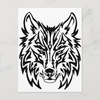Postal FondoLoboTribalBlanco