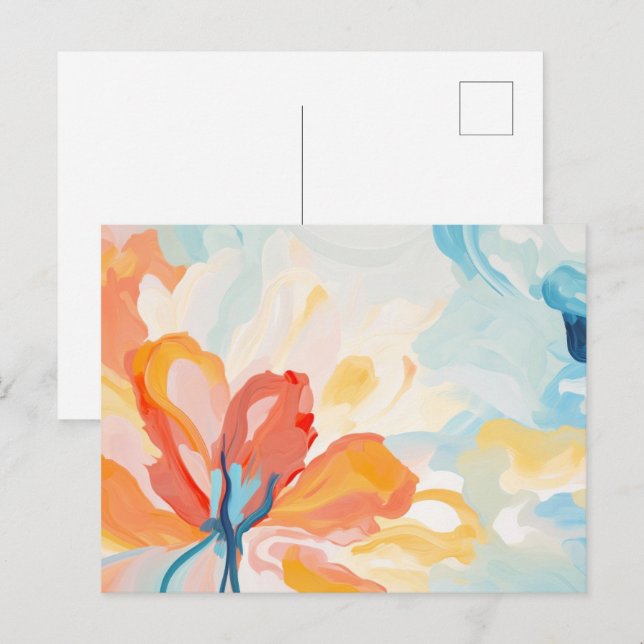 Postal Fondos de flores pintura abstracta (Anverso / Reverso)